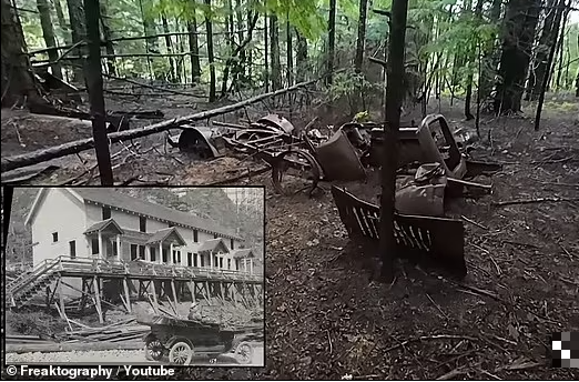 Khi đi lang thang xung quanh, Dave tìm thấy những tàn tích còn lại, bao gồm khung giường rỉ sét và thậm chí cả một chiếc ô tô cũ.
