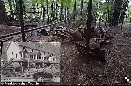 Khi đi lang thang xung quanh, Dave tìm thấy những tàn tích còn lại, bao gồm khung giường rỉ sét và thậm chí cả một chiếc ô tô cũ.