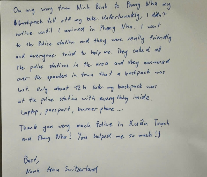 Buc thu cam on tu du khach nguoi Thuy Si khi toi Quang Binh-Hinh-2