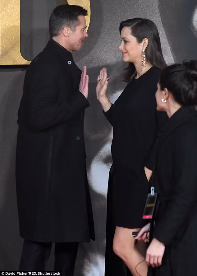 Brad Pitt và Marion Cottilard rất vui vẻ trong chuyến đi quảng bá phim ở London. (Ảnh: David Fisher)