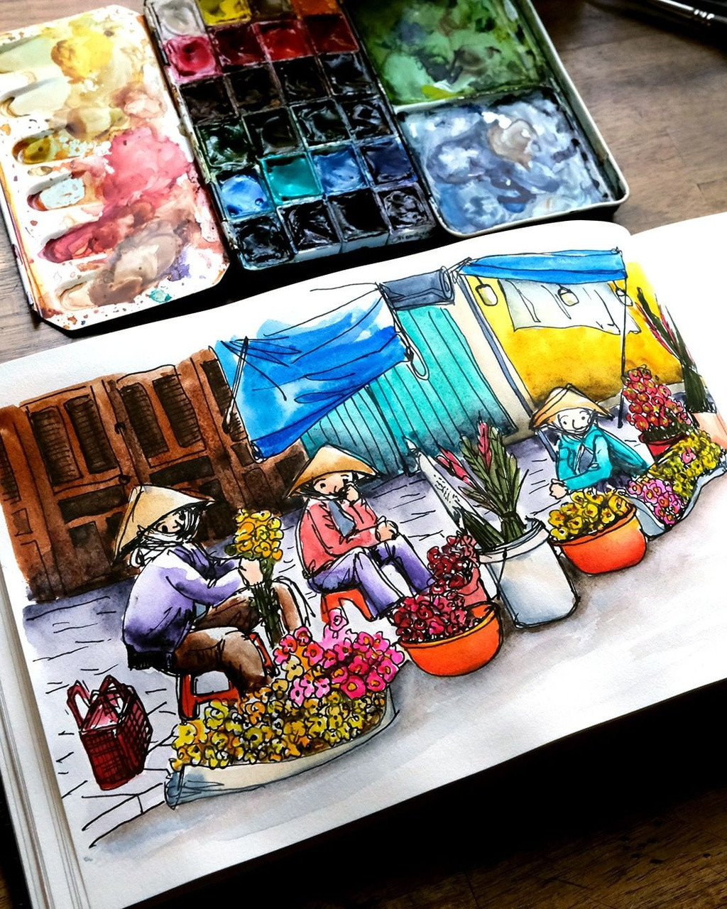 Những bức vẽ về Hội An qua con mắt nghệ thuật của Barnes khiến nhiều du khách thêm phần yêu mến khu phố cổ nổi tiếng. Đặc trưng trong những bức hình được cô đăng tải là ẩm thực và cuộc sống nơi phố Hội. Đây cũng là điều dễ hiểu bởi Barnes dành tình yêu lớn cho ẩm thực truyền thống. Cô từng có 25 năm kinh nghiệm làm nhà hàng ở Australia.