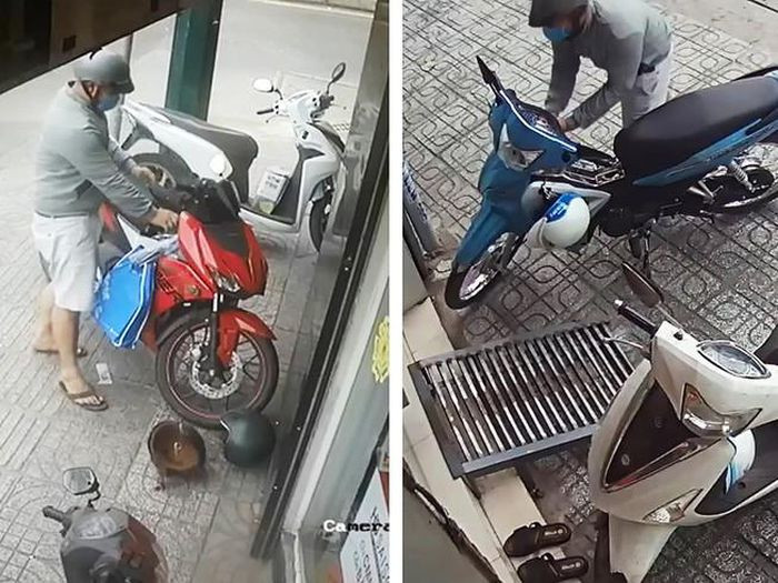 Giat minh 2 ten trom giong y het nhau lien tuc be khoa xe may o Go Vap