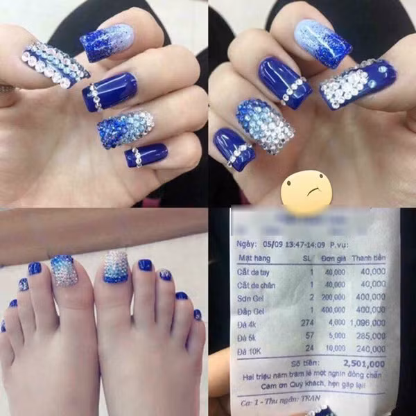Để góp vui cùng chủ đề làm móng, những chị em chịu chơi khác cũng hào hứng khoe hóa đơn làm móng tiền triệu của mình và với họ mức giá 2 triệu không hề đắt, nó rất hợp lý so với những gì họ nhận được.