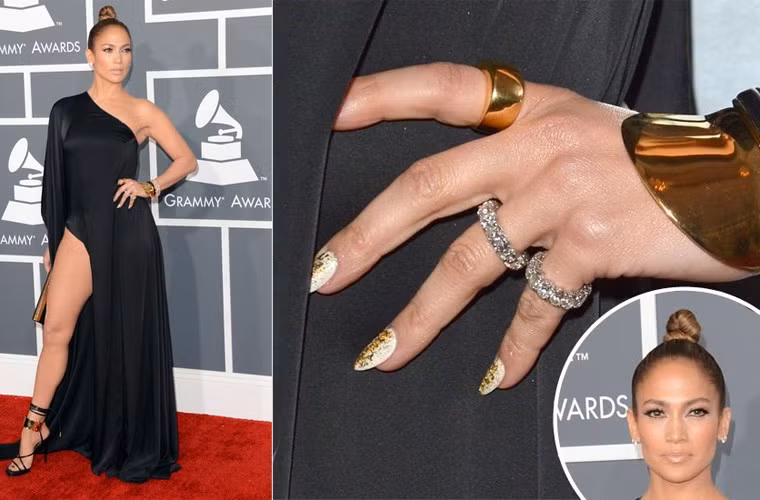 Jennifer Lopez sang trọng với bộ móng tay trị giá 250.000 USD (hơn 5,2 tỷ đồng) do Azature thiết kế và thực hiện.