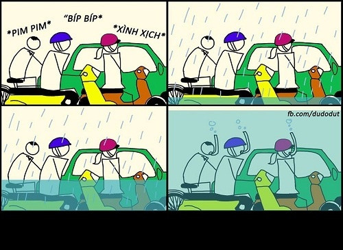 Sài Gòn tắc đường, nay có thêm mưa lớn ngập cả bánh xe... thời điểm mưa lại nhằm đúng giờ tan tầm nên đã có vô số người dân không thể trở về nhà, mắc kẹt ngoài đường và thậm chí phải "bật khóc thành sông" vì bị mưa gió, sóng nước "dập tơi tả".