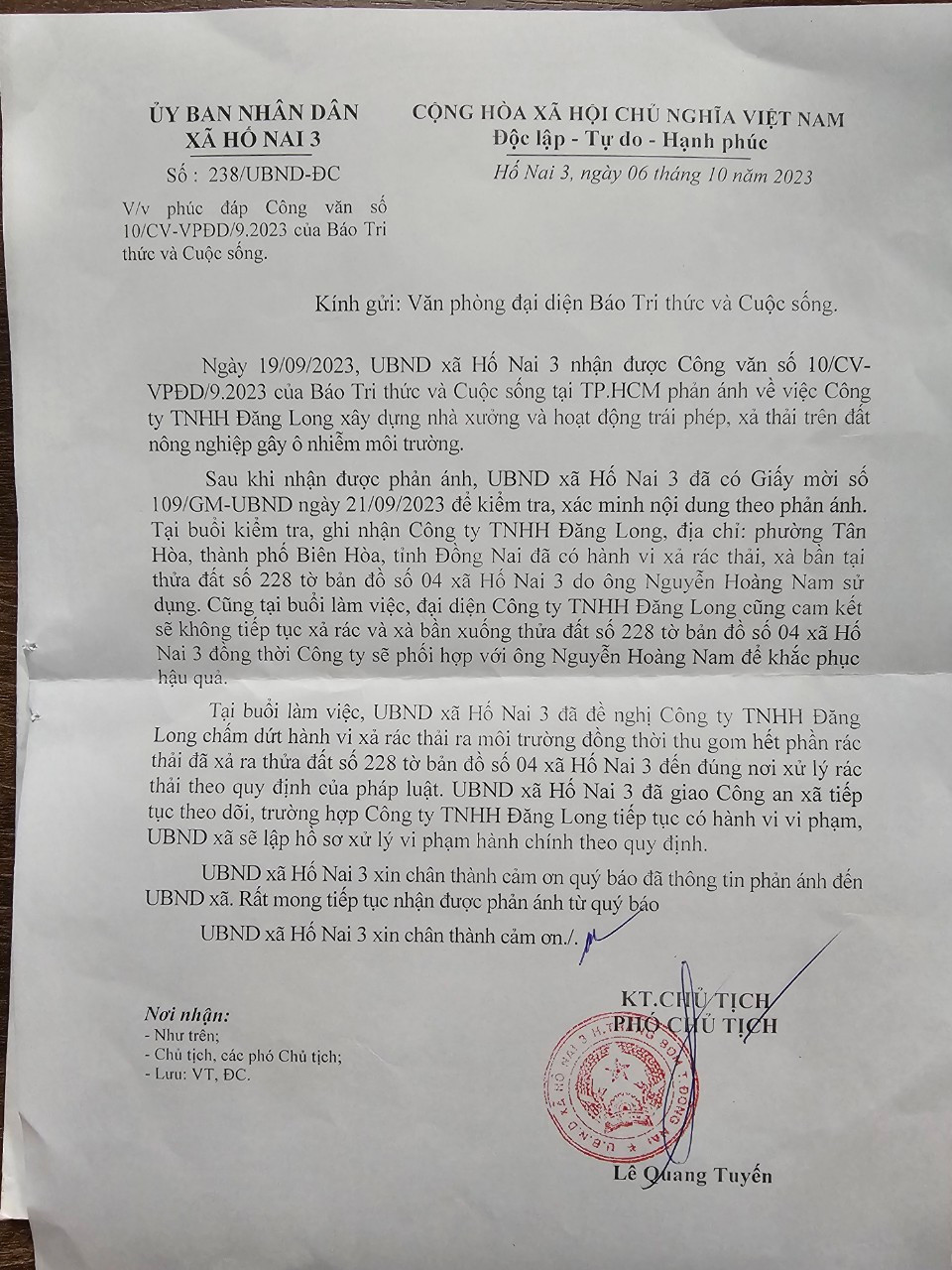 Công ty Đăng Long Đồng Nai ngang nhiên xả thải ra môi trường? - Hình 4 Cong ty Dang Long Dong Nai ngang nhien xa thai ra moi truong?-Hinh-4