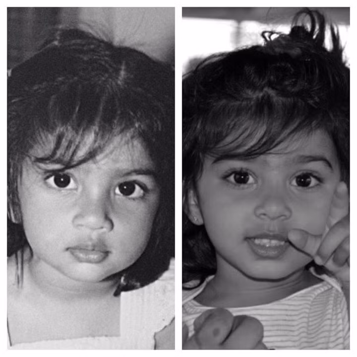  Khuôn mặt mẹ và con giống nhau đến từng milimet. 