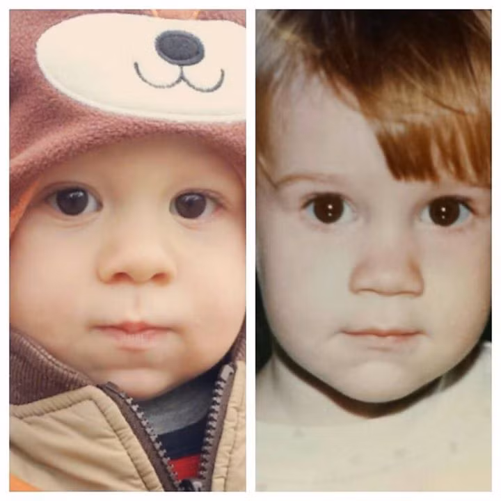  Ảnh bố và con chụp cùng thời điểm 1,5 tuổi. 