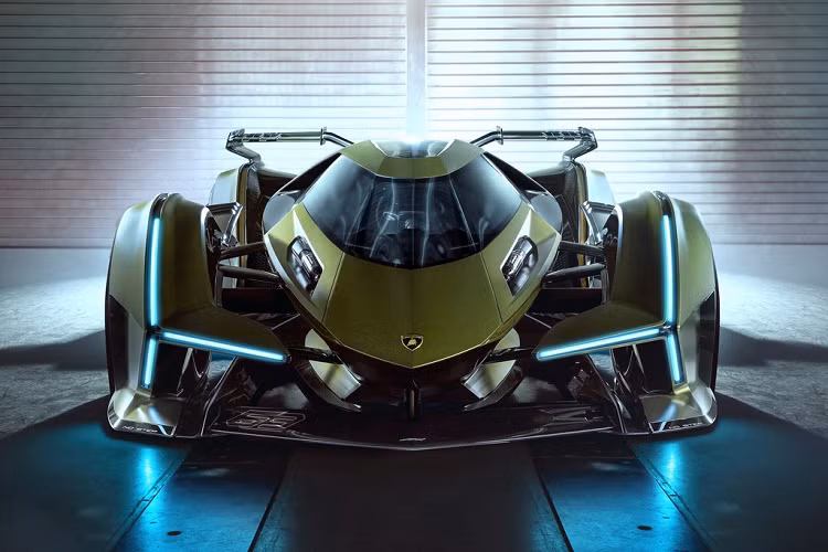 Nhìn từ phía trước, mẫu concept trông như một phi thuyền vũ trụ với buồng lái một chỗ ngồi, khung gầm cùng hệ thống treo ở cầu trước lộ rõ cùng 2 vòm bánh xe. Trong khi đó, cánh hướng gió được thiết kế sát với mặt đường nhằm tối ưu tính khí động học và các dãy đèn LED định vị màu xanh tạo điểm nhấn.