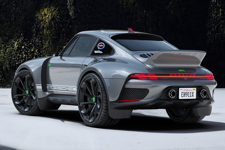 Phía sau, Husmen ứng dụng kiểu đèn hậu LED trải dài trên Porsche 911 đời 2019 cho cảm giác hiện đại. Đi cùng với đó là một cánh lướt gió cố định cỡ lớn dạng chân vịt tàu thủy rất nổi bật. Ngoài cỡ mâm 24 inch dành cho nhu cầu chạy tốc độ cao, các phiên bản 911X còn có tùy chọn mâm 19 inch và lốp bản dày để đi đường địa hình tốt hơn.