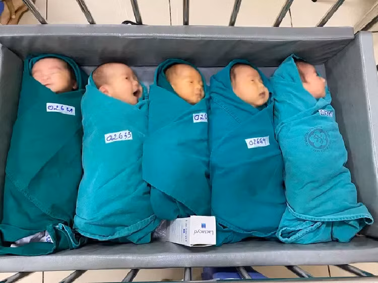 5 be so sinh chao doi trong khu cach ly Benh vien Bach Mai