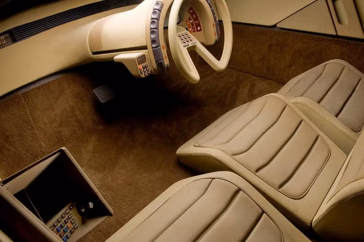 Không gian cabin xe có tổng cộng 3 ghế ngồi, với ghế ngồi lái ở vị trí chính giữa và hai ghế hành khách nhỏ hơn ở mỗi bên. Một số gã trai chơi bời thời đó có trêu chọc rằng người Pháp chế tạo ra Karin như thế để vợ ngồi một bên và “bồ” ngồi một bên. Mặt táp lô xe trông trống trải, bởi toàn bộ nút bấm cần thiết được xếp gọn vào vị trí vô lăng. Karin có rất nhiều nút bấm – nút bấm cho cả những tính năng mà chắc đến giờ còn chưa được phát minh.