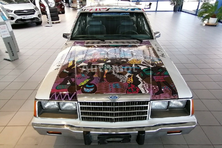 Thông qua những bức ảnh, ta thấy rằng thân vỏ màu trắng của chiếc xe có mang đầy những hình vẽ màu sắc và trừu tượng, chữ ký của hai người nghệ cùng ngày tháng hoàn thành tác phẩm có ở cả hai bên nắp capô. Theo người bán, chiếc xe này chưa bao giờ gặp tai nạn, vẫn trang bị động cơ V6 dung tích 3.8 lít sản sinh 120 mã lực phối hợp một hộp số tự động, và đồng hồ công tơ mét là khoảng 144.000 km.