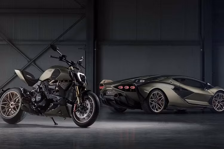 Mô-típ chữ Y đặc trưng của những chiếc Lamborghini được mang lên chiếc cruiser Ducati Diavel đặc biệt này, nổi bật là bộ mâm được lấy cảm hứng trục tiếp trên chiếc Sián FKP 37 và được làm bằng hợp kim nhẹ giúp giảm khối lượng cho xe. Một số các chi tiết khác như ốp két nước, ống hút gió, cánh gió, bình xăng, ốp yên xe và chắn bùn được làm hoàn toàn bằng sợi carbon. Bộ ống xả cũng được làm bằng loại vật liệu nhẹ này, có thiết kế lấy cảm hứng từ phong cách hình lục giác quen thuộc của Sián.