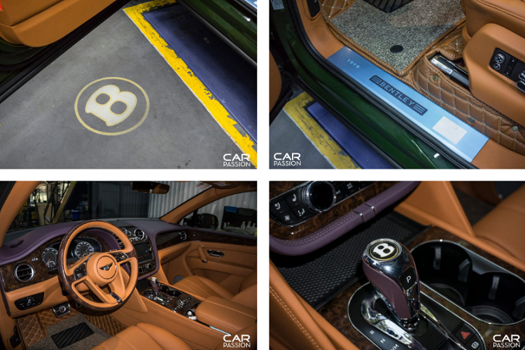 Tiến vào khoang nội thất, xe được trang bị tùy chọn đèn chiếu sáng khi mở cửa sẽ hiện lên logo Bentley viền vàng, bệ bước chân bằng kim loại khắc chữ Bentley và năm kỉ niệm của hãng. Khoang lái được chế tác thủ công hoàn toàn và bọc da bò cao cấp, bảng táp-lô bọc da màu tím làm điểm nhấn, bên cạnh đó, sự kết hợp hài hòa giữa những chi tiết ốp gỗ và kim loại tạo nên vẻ cổ điển cho phần nội thất.
