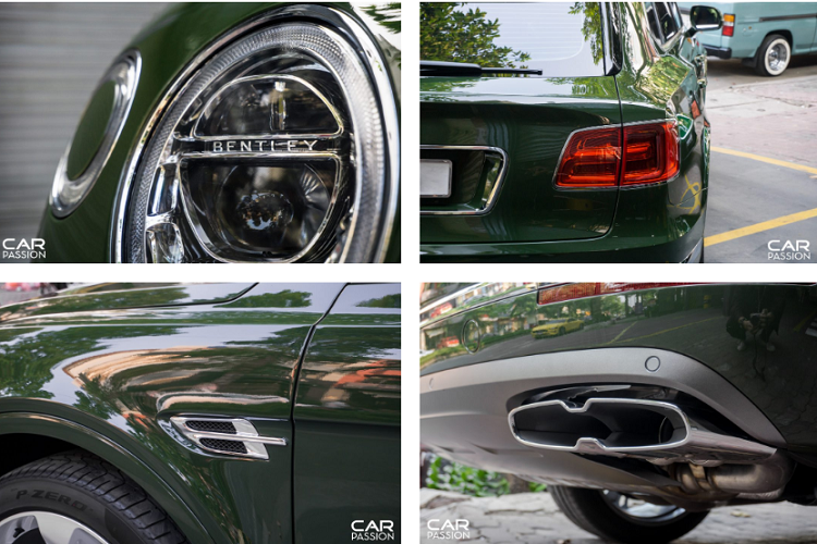 Xe sử dụng bộ mâm 5 chấu sơn bạc có kích thước 21 inches, đây là bộ mâm ưa thích của phần lớn những khách hàng mua Bentley Bentayga tại Việt Nam. Đi kèm với mâm xe là bộ lốp Pirelli P Zero với thông số 285/45/ZR21. Phía bên trong là cùm phanh Bentley cỡ lớn được sơn tối màu cùng đĩa phanh có đường kính lớn.