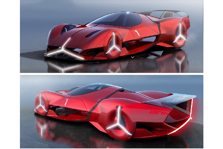 Hệ thống đèn ngôi sao ba cánh không chỉ xuất hiện ở đầu mà còn hiện diện xung quanh chiếc Mercedes Redsun concept mới, bao gồm cả bốn bánh xe.