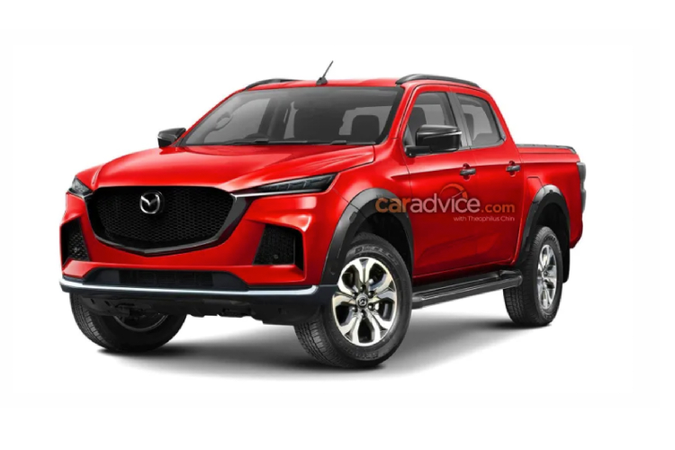 Hình ảnh Mazda BT-50 2021 mới ở phía trước với thiết kế phần đầu xe mang cụm lưới tản nhiệt cỡ lớn theo phong cách Mazda CX-9 không phải là hình ảnh chính thức của BT-50 thế hệ mới, mà chỉ đơn thuần là hình ảnh phác thảo dựa trên Isuzu D-Max.