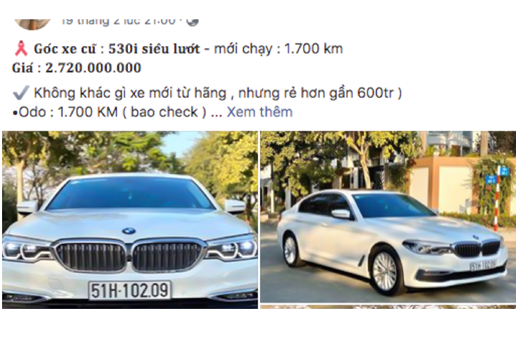 Sau khi lăn bánh khoảng 1.700 km, chiếc xe sang BMW 530i 2019 này được rao bán lại với mức giá 2,720 tỷ đồng, như vậy chủ xe đã “lỗ” hơn 500 triệu ở khoản thuế trước bạ và chi phí đăng ký xe.