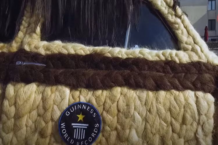 Chiếc xe được bao trùm gần như hoàn toàn bởi tóc người có lẽ là một thứ không ai nghĩ tới, thế nhưng nó lại hoàn toàn có thật. Maria Lucia Mugno là một nhà tạo mẫu tóc từ Salerno, Ý, người đã quyết định làm một điều đó thật đặc biệt để vinh danh nghề nghiệp của mình. Do đó, cô ấy đã biến chiếc Fiat 500 bé nhỏ của mình trở thành chiếc xe nhiều tóc nhất trên đời.