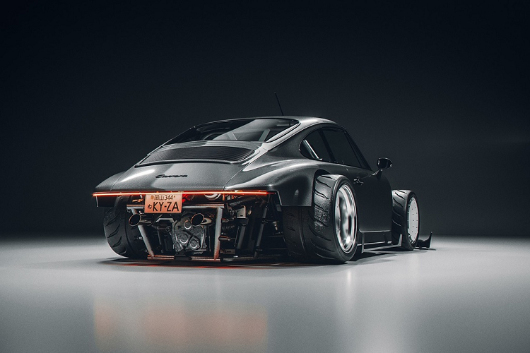 Cản sau được loại bỏ hoàn toàn và để lộ khung gầm, hệ thống ống xả, hệ thống treo sau và một phần của động cơ boxer. Cặp bánh sau kích thước ngoại cỡ giúp tăng thêm sự ấn tượng cho đuôi xe. Cụm đèn hậu được cách điệu thành một dải LED nằm ngang, tương tự thiết kế trên thế hệ 992 mới nhất của Porsche 911.