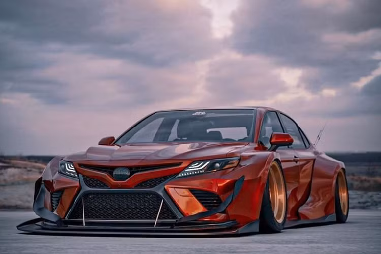 Cuối cùng, những chi tiết nhỏ bé như huy hiệu gắn đuôi cũng được sơn đen tỉ mỉ, tăng thêm phần cá tính cho tổng thể đỏ - đen trên phiên bản Toyota Camry từ Brad Builds này.