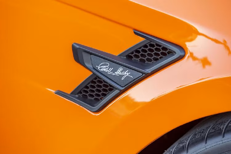 Bước vào bên trong, khoang nội thất ngay lập tức mang tới sự khác biệt so với hầu hết những chiếc Mustang thông thường khi sở hữu huy hiệu CSM, cụm đồng hồ tốc độ chuẩn Shelby, thảm trải sàn cùng các bậc cửa tùy chỉnh theo sở thích khách hàng, cũng như bề mặt hoàn thiện lấy cảm hứng từ da rắn bởi chuyên gia nội thất - Katzkin.