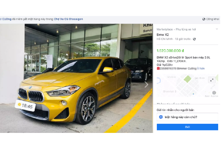 Sau gần 2 năm lăn bánh với ODO khoảng 11.000km, một chiếc X2 sDrive20i với gói trang bị M-Sport nhập chính hãng đang được chào bán với giá 1,52 tỷ đồng. Như vậy, chủ xe đã “lỗ” hơn 600 triệu đồng chưa kể chi phí lăn bánh. Hiện tại, giá bán của BMW X2 sDrive20i đời cũ đã “hạ nhiệt” sau điều chỉnh chỉ còn 1,902 tỷ đồng, lăn bánh khoảng 2,1 tỷ đồng.