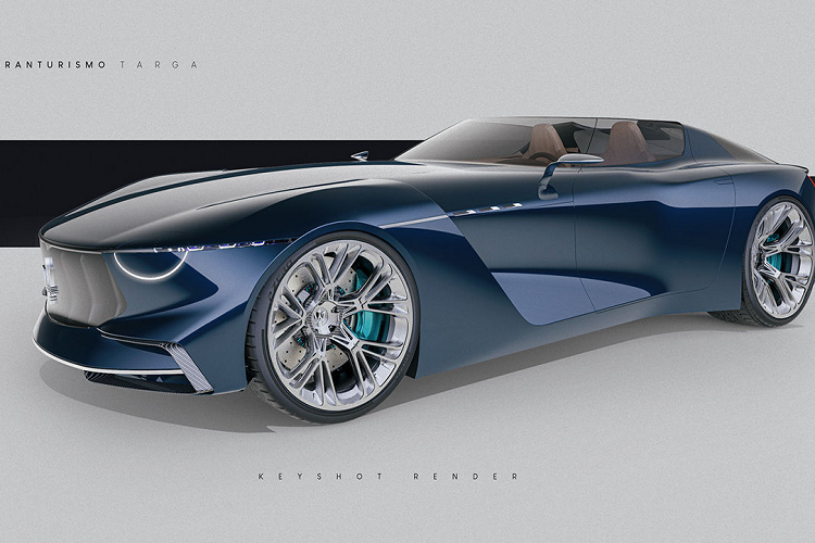 Đầu xe là một lưới tản nhiệt nổi bật với những thanh nan dọc, hai bên là hai dải đèn pha LED mỏng với đèn chạy ban ngày hình bán nguyệt. Ở phía sau, GranTurismo Targa lộng lẫy trông rất ấn tượng nhờ thanh đèn chiếu sáng rộng hết chiều ngang, tấm chùn bùn rộng, cửa cốp bằng kính trong suốt, và hai đầu ống xả lớn.