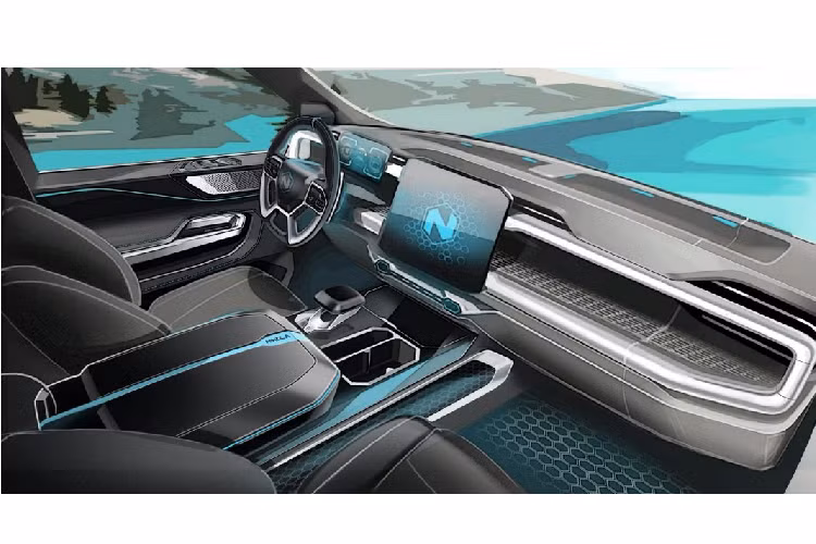 Tiến về phía, sau Nikola Badger 2020 mới sở hữu nắp capo nhô cao, cùng với đó là thiết kế vòm bánh xe góc cạnh. Ốp vòm bánh xe được hãng làm bằng nhựa, tích hợp đèn chiếu sáng màu vàng cũng như màu xanh dưới cửa xe. Cửa thùng sau lớn, đèn hậu dạng LED hình chữ C đi cùng logo Nikola lớn đặt giữa đuôi xe.