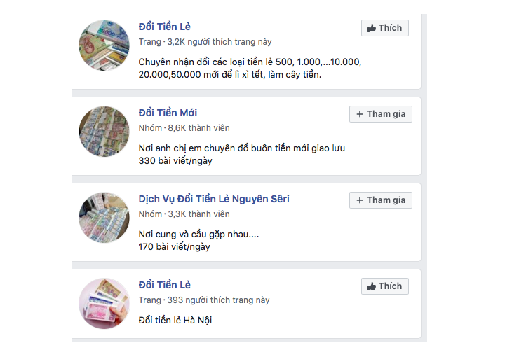 Dịch vụ đổi tiền lẻ rầm rộ trên mạng xã hội