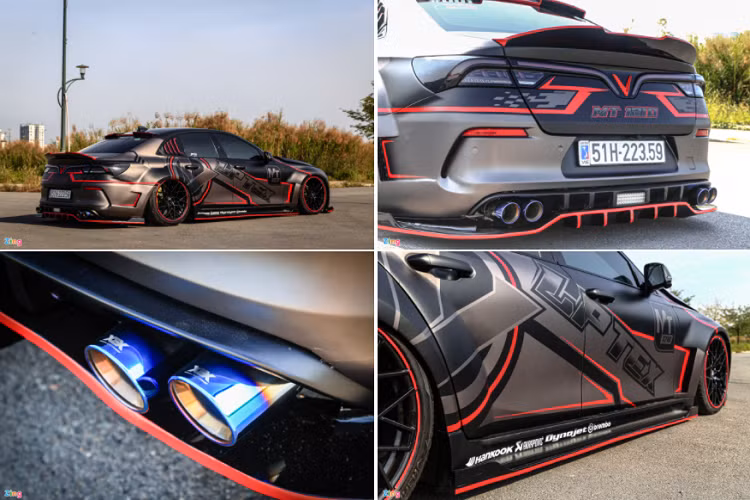 Ở phía sau, xe có thêm bộ khuếch tán cỡ lớn, cánh gió kiểu đuôi vịt đặc trưng trên các mẫu xe thể thao Nhật Bản. Cụm đèn hậu được dán tối màu. Các cánh gió nhỏ và khe thoát gió cũng xuất hiện trên khắp thân xe như ở cột D, kính sau và vòm bánh xe. 