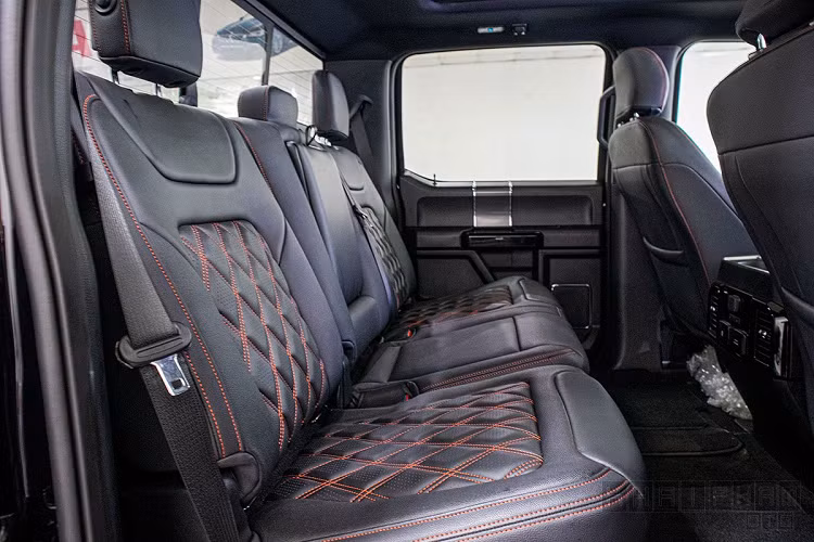 Những tiện nghi khá đặc biệt trên xe ô tô mới Ford F-150 Harley-Davidson có thể kể đến như cửa sổ trời tối màu, tay nắm cửa trong có vân carbon, bậc lên/xuống trong xe có logo Harley-Davidson, đề nổ từ xa bằng chìa khoá, cổng sạc 110V 400W, nút gài cầu điện tử. Hơn nữa, xe còn được trang bị hệ thống treo của BDS và giảm xóc thương hiệu Fox, đây đều là những hãng chuyên sản xuất cho ô tô thuộc bộ môn off-road.