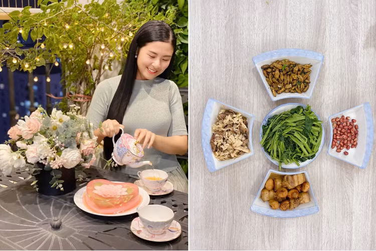 Trong những ngày hạn chế ra ngoài, Hoa hậu Ngọc Hân cũng tìm niềm vui trong gian bếp nhỏ. Không chỉ nấu những bữa ăn hàng ngày, cô còn học làm bánh thạch để tặng người thân. Ngọc Hân chia sẻ trước đây công việc bận rộn, cô không thích vào bếp nấu và dọn dẹp. Nhưng gần đây, cô được truyền cảm hứng nấu ăn trở lại. 