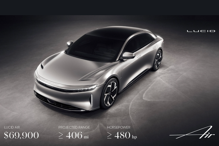 Siêu sedan điện Lucid Air 2022 có khoảng cách di chuyển bằng điện lên tới 653 km, giá từ 77.400 USD (khoảng 1,8 tỷ đồng). Khách mua xe tại Mỹ sẽ được giảm trừ 7.500 USD thuế hỗ trợ liên bang nên chỉ phải trả 69.900 USD.