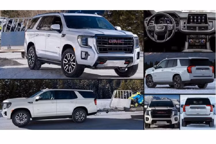 Khoang nội thất trên GMC Yukon AT4 2021 gồm ghế ngồi bọc da, đục lỗ màu Jet Black với điểm nhấn Brandy độc quyền, chỉ khâu tương phản, tựa đầu thêm logo AT4. Hàng ghế thứ 2 có màn hình giải trí.