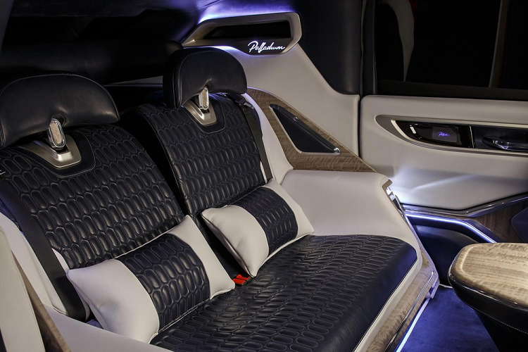 Tương tự những chiếc limo sang trọng khác, Aznom Palladium có một không gian cabin rất hoành tráng. Phiên bản xe tiêu chuẩn có trang bị chất liệu da Foglizzo bao bọc cả trần trong khi những chi tiết tinh vi khác bao gồm một đồng hồ làm thủ công, một tủ lạnh tích hợp trong, và hệ thống điều hòa không khí tách biệt trước/sau. Đồng thời, xe còn có một hệ thống camera 360 độ và kiểm soát hành trình thích nghi để đảm bảo cung cấp những tính năng hỗ trợ tài xế hiện đại.