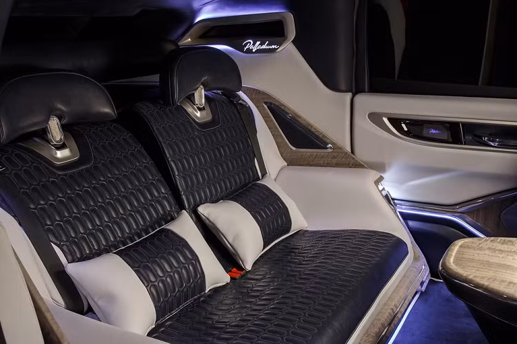 Tương tự những chiếc limo sang trọng khác, Aznom Palladium có một không gian cabin rất hoành tráng. Phiên bản xe tiêu chuẩn có trang bị chất liệu da Foglizzo bao bọc cả trần trong khi những chi tiết tinh vi khác bao gồm một đồng hồ làm thủ công, một tủ lạnh tích hợp trong, và hệ thống điều hòa không khí tách biệt trước/sau. Đồng thời, xe còn có một hệ thống camera 360 độ và kiểm soát hành trình thích nghi để đảm bảo cung cấp những tính năng hỗ trợ tài xế hiện đại.