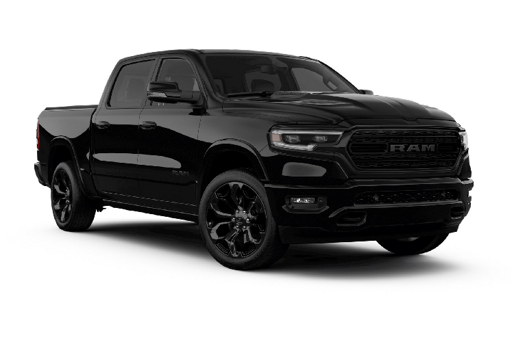 So với các phiên bản thông thường, ngoại thất Ram 1500 Limited phiên bản “Black Edition” mang nhiều chi tiết khác biệt khi được sơn màu đen như: cụm lưới tản nhiệt và toàn bộ cản trước, ốp gương chiếu hậu, viền nẹp cửa, tay nắm cửa, móc kéo, ống xả,… Xe đi kèm với “dàn chân” lắp bộ mâm cỡ lớn kích thước 22 inch sơn màu đen (Tiêu chuẩn).