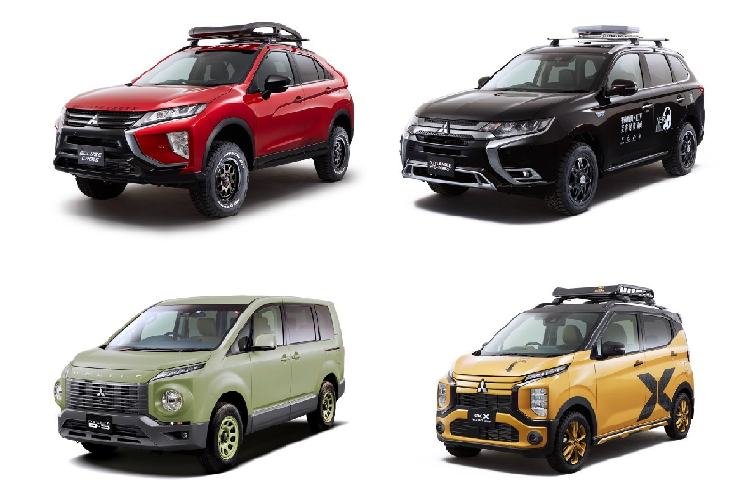 Bắt đầu với chiếc xe nhỏ gọn nhất, Mitsubishi eK Cross Wild Beast Concept sẽ xuất hiện với hình ảnh “vui tươi như một chuyến đi dã ngoại.” Có thể nói, phiên bản eK Cross này thừa hưởng các chi tiết thể thao từ một mẫu SUV như các ốp nhựa đen trên chắn bùn và các phần cản, bộ chia bên gân guốc, các điểm nhấn xám trên nóc xe và cuối cùng là bộ lốp mọi địa hình từ Toyo Tires Open Country R/T.