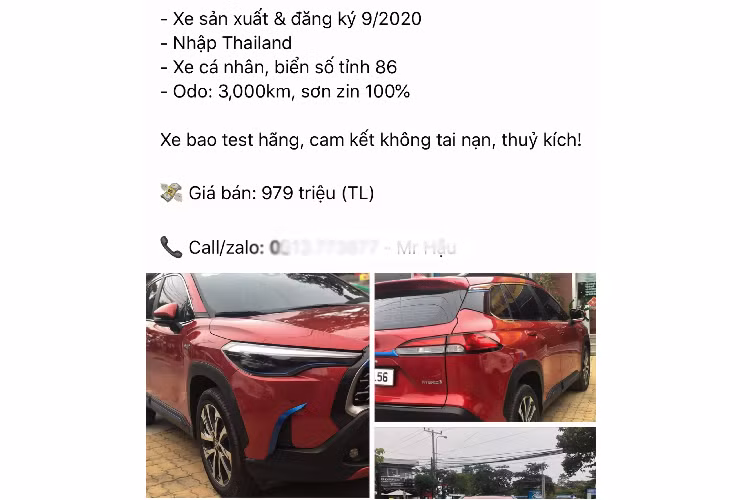 Hiện tại giá xe Toyota Corolla Cross hybrid 2020 được rao bán lại trên sàn xe cũ là 979 triệu đồng, tức là tiết kiệm vài chục triệu đồng trên chi phí đăng ký, đấy là chưa kể các chi phí khác như bảo hiểm. Toyota Corolla Cross phiên bản 1.8HV đang có giá bán niêm yết ở mức 918 triệu đồng, nhưng giá lăn bánh tạm tính ở tỉnh rơi vào khoảng 1,030 tỷ đồng.