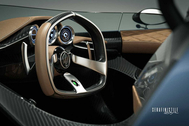 Không gian nội thất với các chất liệu cấu tạo chủ yếu là da và carbon