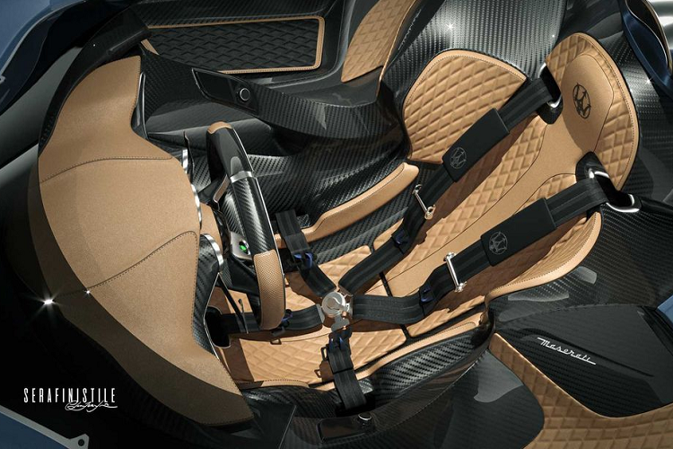 Hướng tới là một mẫu xe thể thao thực thụ, siêu xe Maserati Millemiglia Concept trang bị cho người lái dây đai an toàn 5 điểm nhằm gia tăng độ an toàn cho người lái