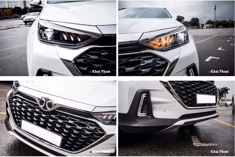 Baic X55 2020 nổi bật nhờ phần đầu cụm đèn trước sử dụng công nghệ LED toàn phần với đèn pha có thể điều chỉnh góc đánh lái và bật/tắt tự động. Trong khi đó, dải đèn định vị ban ngày thiết kế dạng móng vuốt sư tử khá hấp dẫn kèm dải crom to bản. Nhìn xuống dưới, mặt ca-lăng trên mẫu CUV này được tạo hình vân nổi khối ấn tượng với phần viền mạ crom. Ngoài ra, cụm đèn sương mù LED trên xe còn tạo thành hốc gió giúp phần đầu xe dữ dằn hơn.