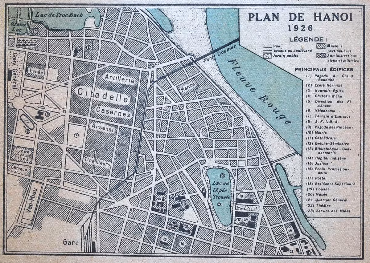 Bản đồ khu vực trung tâm Hà Nội năm 1926.