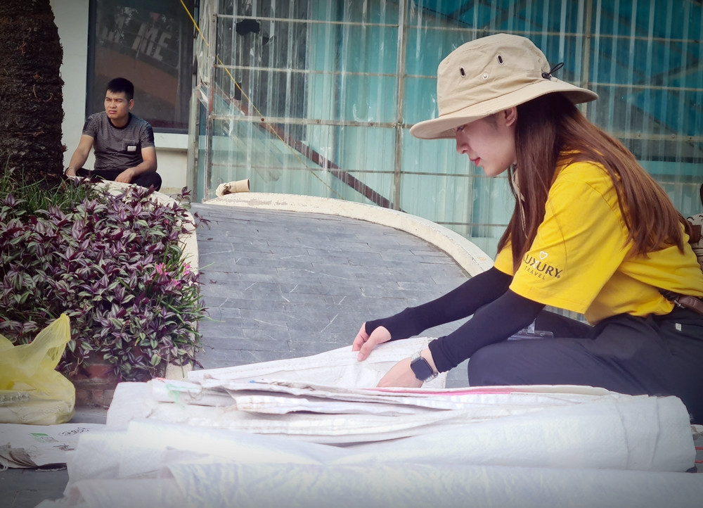 Bao tải đựng rác được ban tổ chức chuẩn bị để cung cấp cho các tình nguyện viên tham gia ngày hội dọn rác.