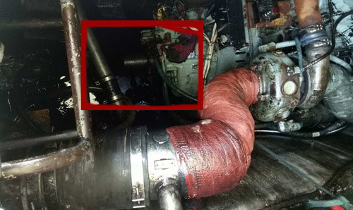 Hệ thống trục chân vịt của tàu bị gãy khiến nước theo đường ống bao của trục tràn vào buồng máy