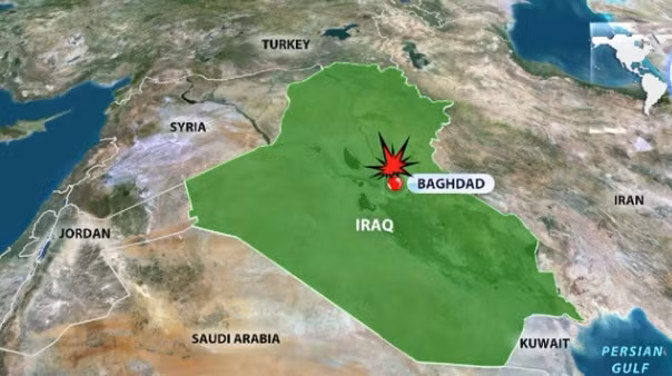 Vị trí vụ đánh bom xe ở Baghdad hôm 2/7.