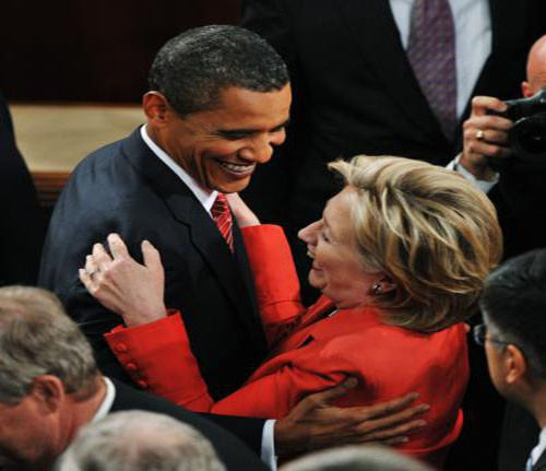 Tổng thống Obama và cựu Ngoại trưởng Mỹ Hillary Clinton.
