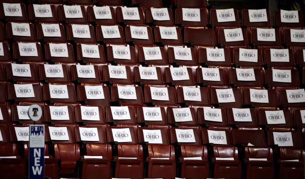 Chỗ ngồi được sắp xếp cho các đại biểu Ohio tại đại hội DNC.